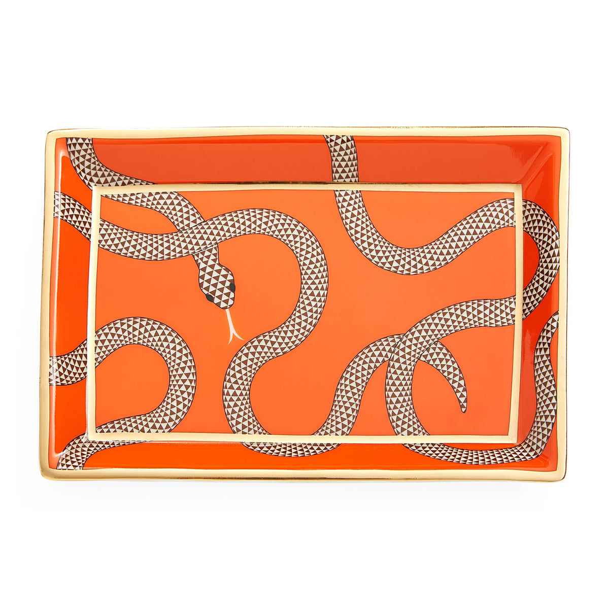 eden rectangle tray porcelain orange - front view