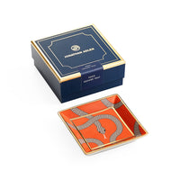 eden square tray porcelain orange with box - angle view