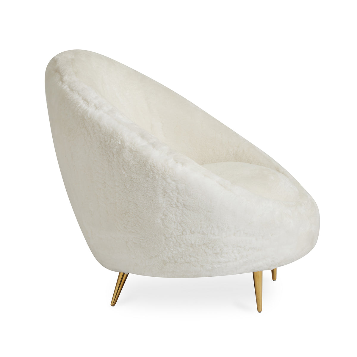 ether chair bergamo ice velvet brass legs - front view