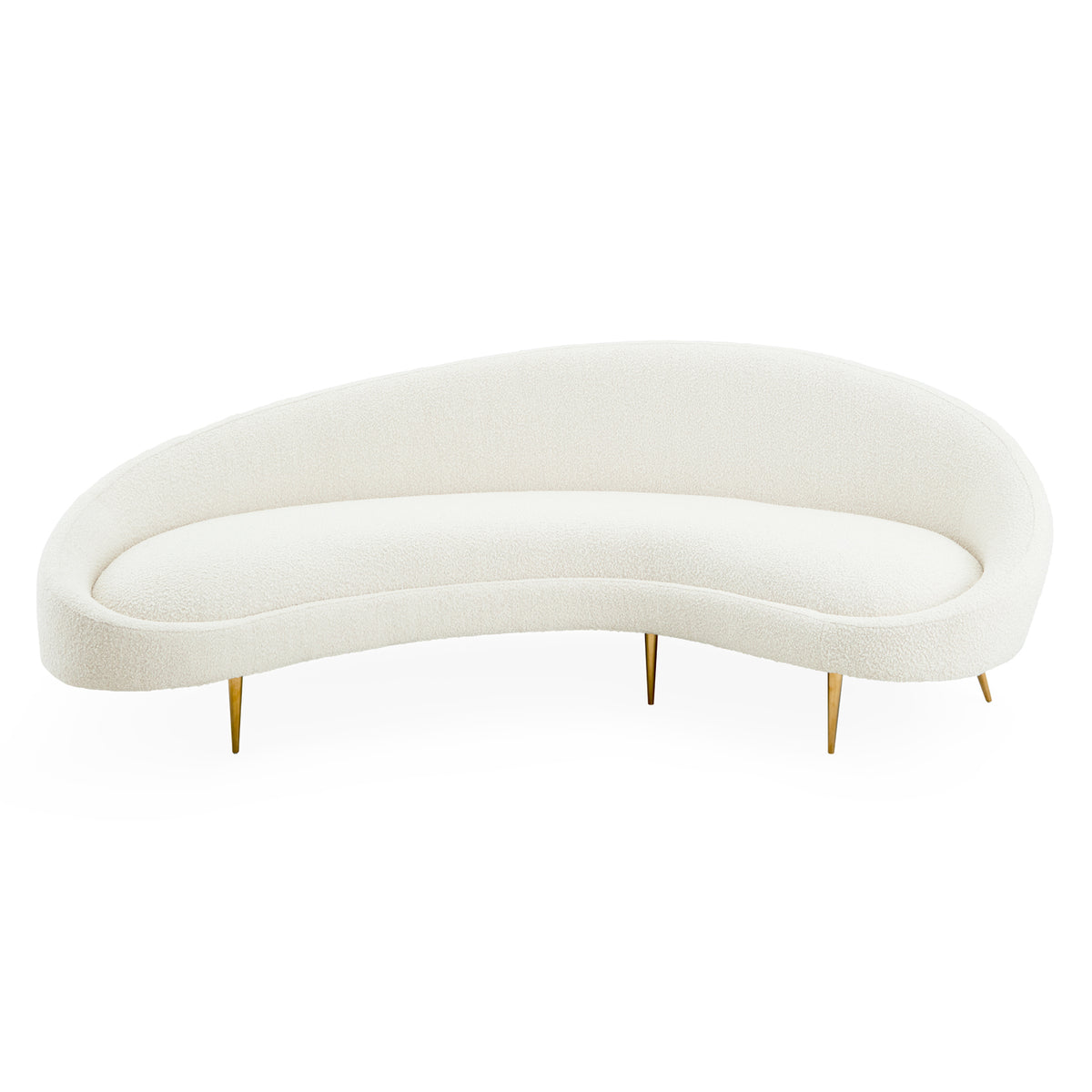 ether curved sofa bergamo graphite grey velvet brass legs - front view