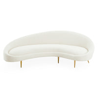 ether curved sofa bergamo graphite grey velvet brass legs - front view