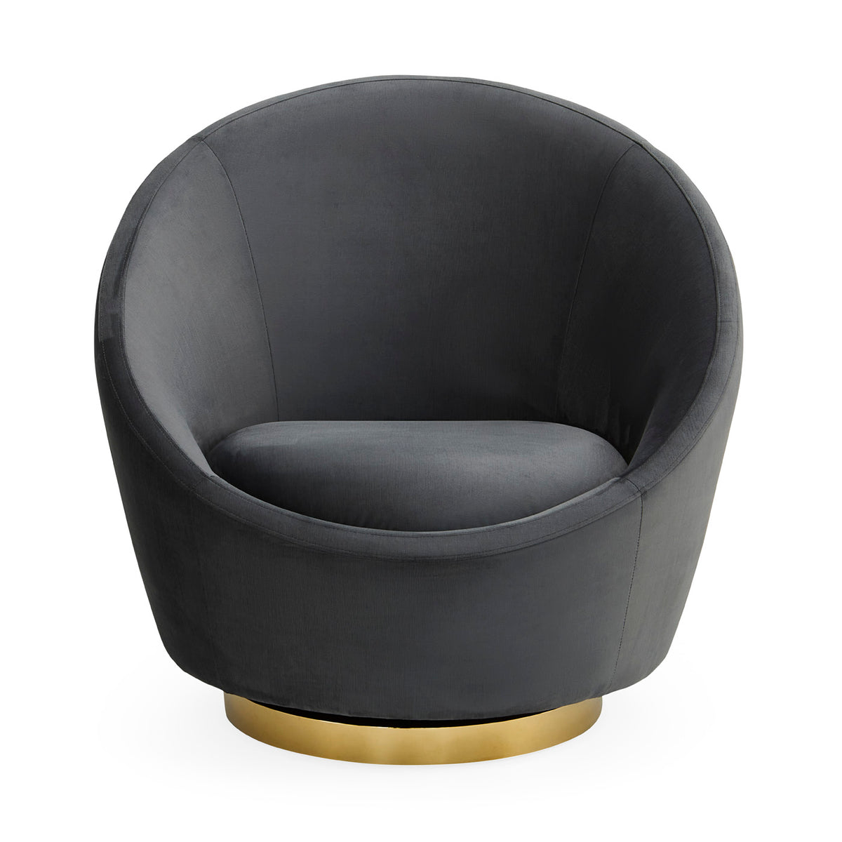 ether swivel chair bergamo charcoal velvet brass base - front view