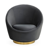 ether swivel chair bergamo charcoal velvet brass base - front view