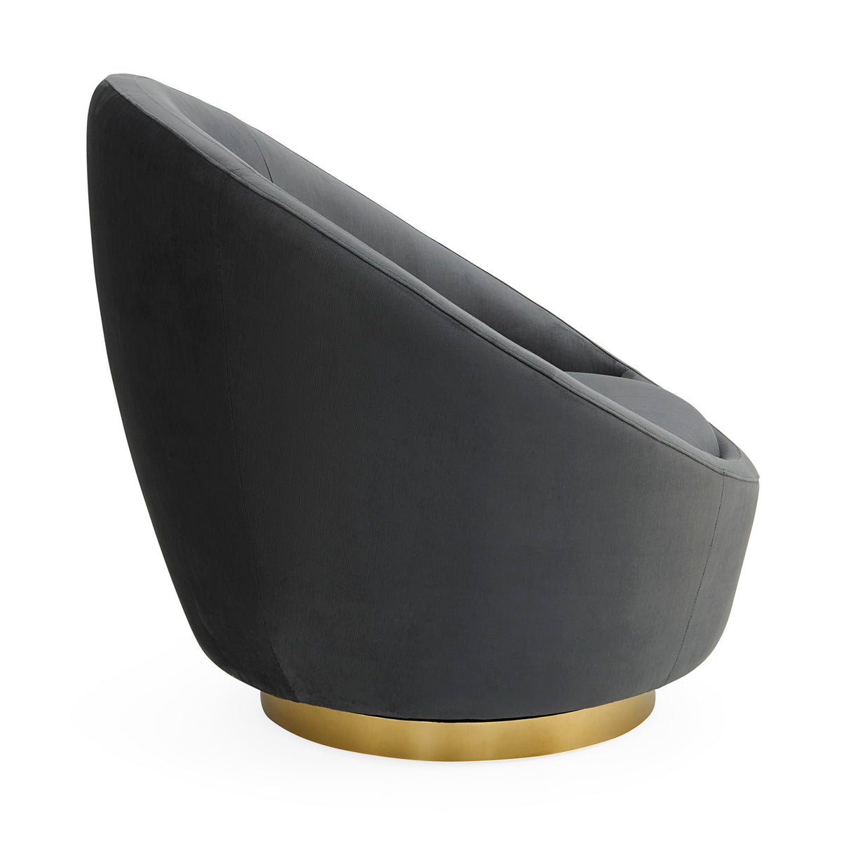 ether swivel chair bergamo charcoal velvet brass base - side view