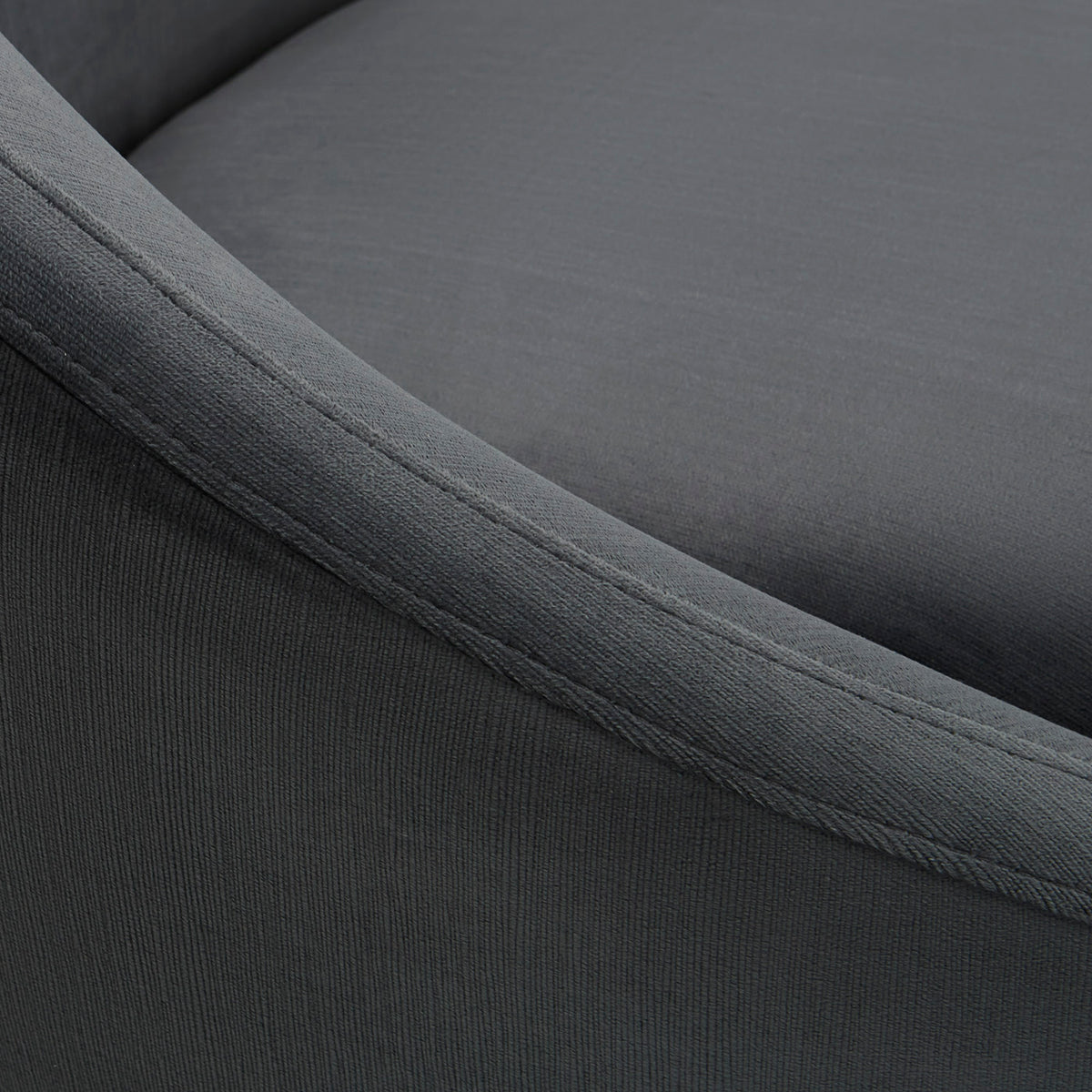 ether swivel chair bergamo charcoal velvet brass base - detail view