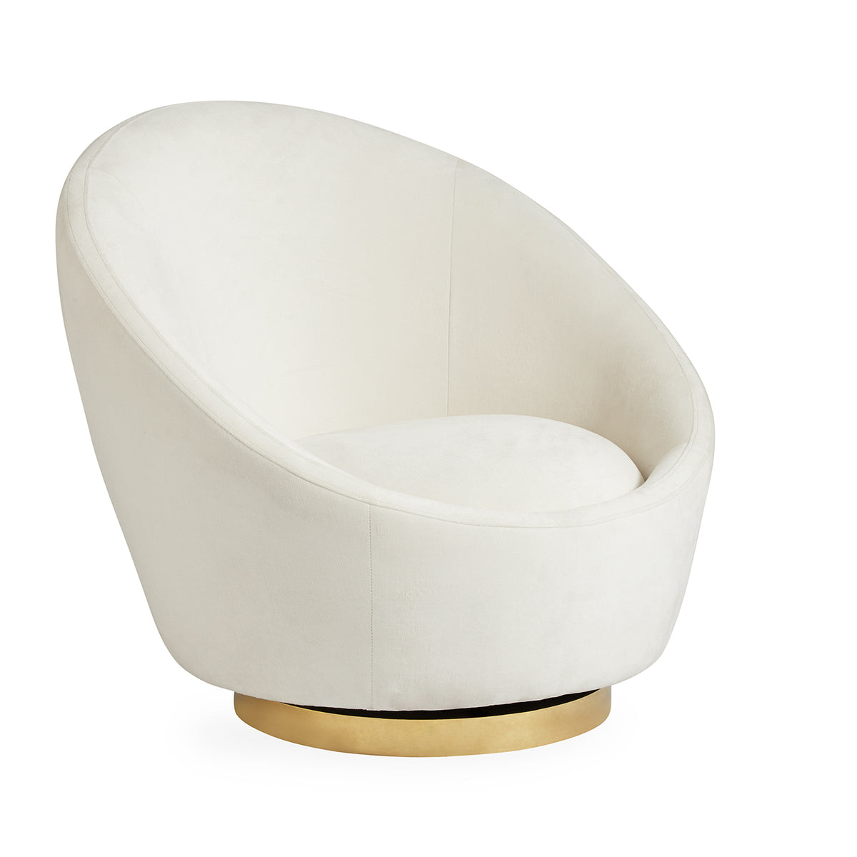 ether swivel chair bergamo snow velvet brass base - angle view