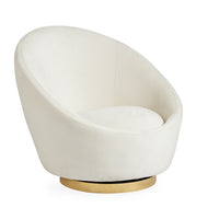 ether swivel chair bergamo snow velvet brass base - angle view