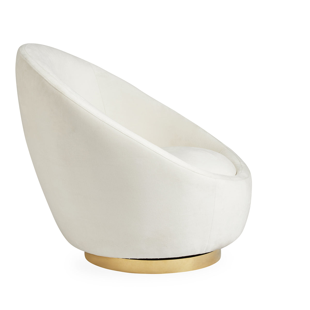 ether swivel chair bergamo snow velvet brass base - front view