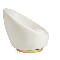 ether swivel chair bergamo snow velvet brass base - front view
