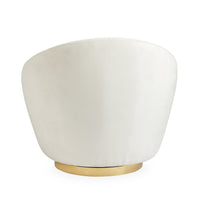 ether swivel chair bergamo snow velvet brass base - side view 1