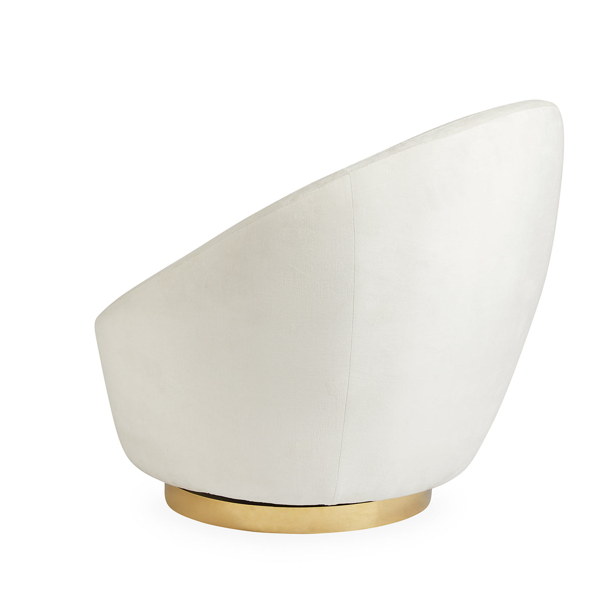 ether swivel chair bergamo snow velvet brass base - side view 1