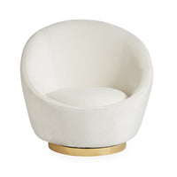 ether swivel chair bergamo snow velvet brass base - back view
