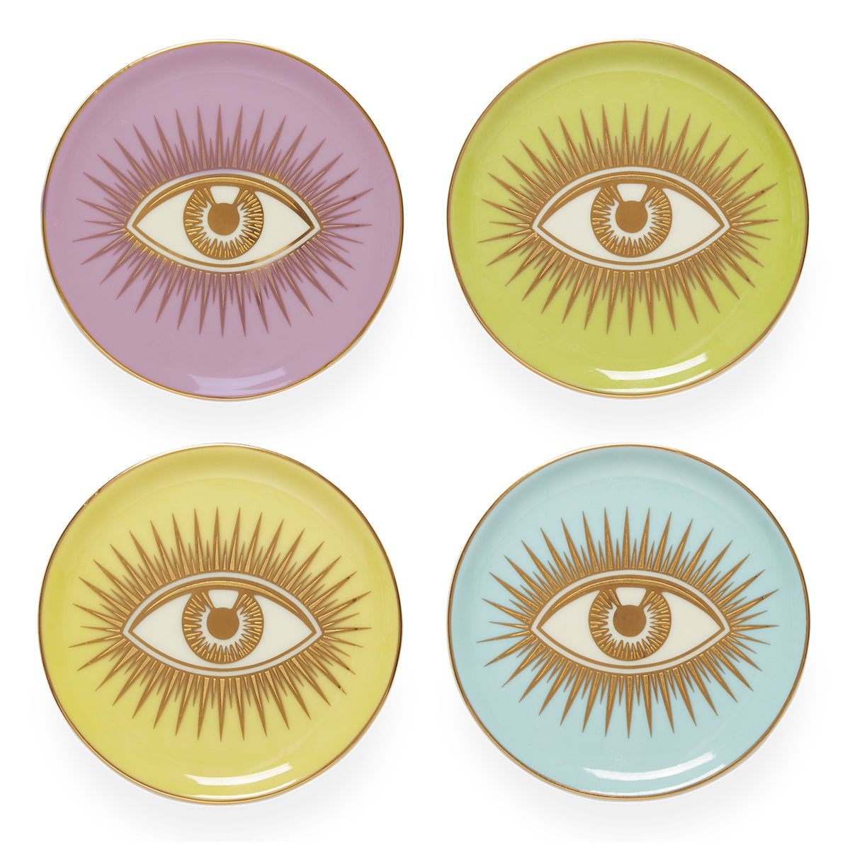 le wink coasters porcelain multicolor gold - front view