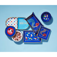 full dose rectangle tray porcelain blue multicolor accents gold - styled view