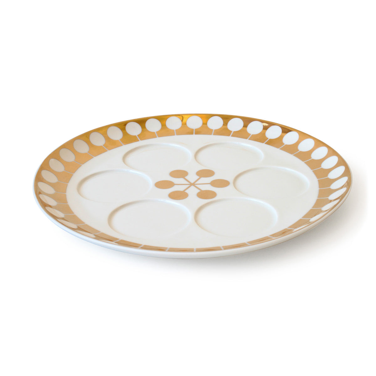 futura seder plate porcelain white gold - side view
