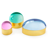 medium globo box green table lamp - styled view