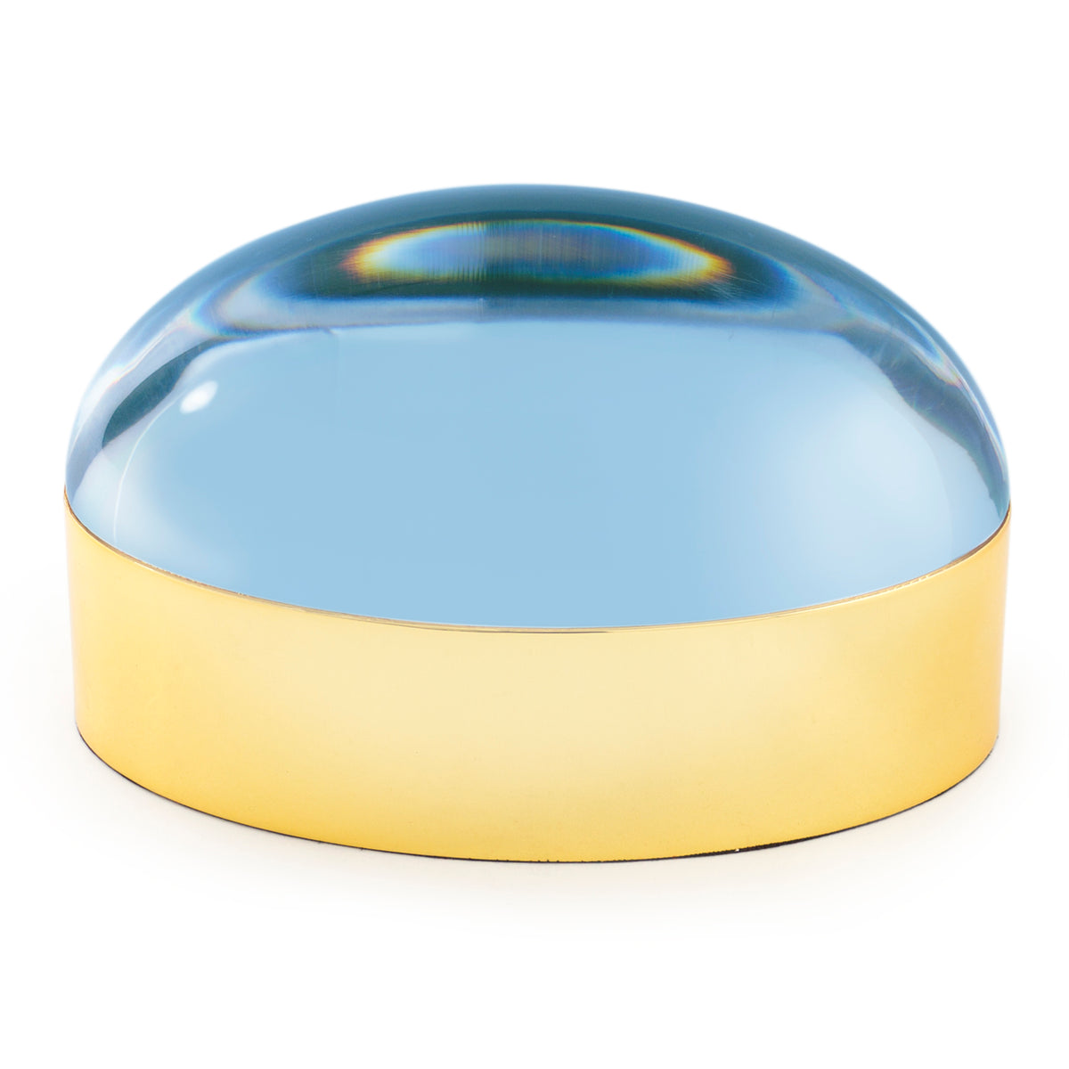 globo box large clear acrylic brass - front view