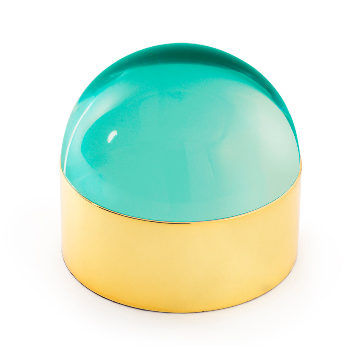 globo box medium clear acrylic brass - front view