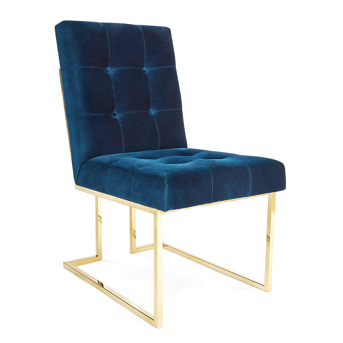 goldfinger dining chair rialto navy velvet brass frame - angle view