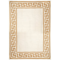 greek key border reversible peruvian flat weave rug camel - front view