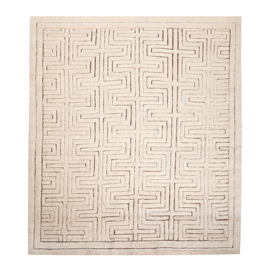 lisbon hand-knotted rug natural - front view