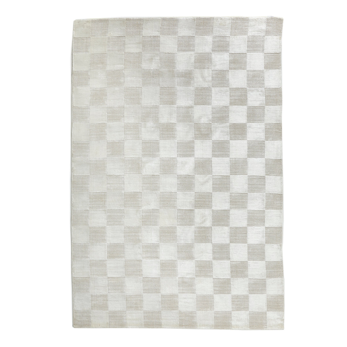 checkerboard hand-loomed rug ivory - front view