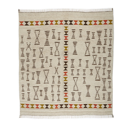 tanzania stripe hand-woven rug wool natural - front view
