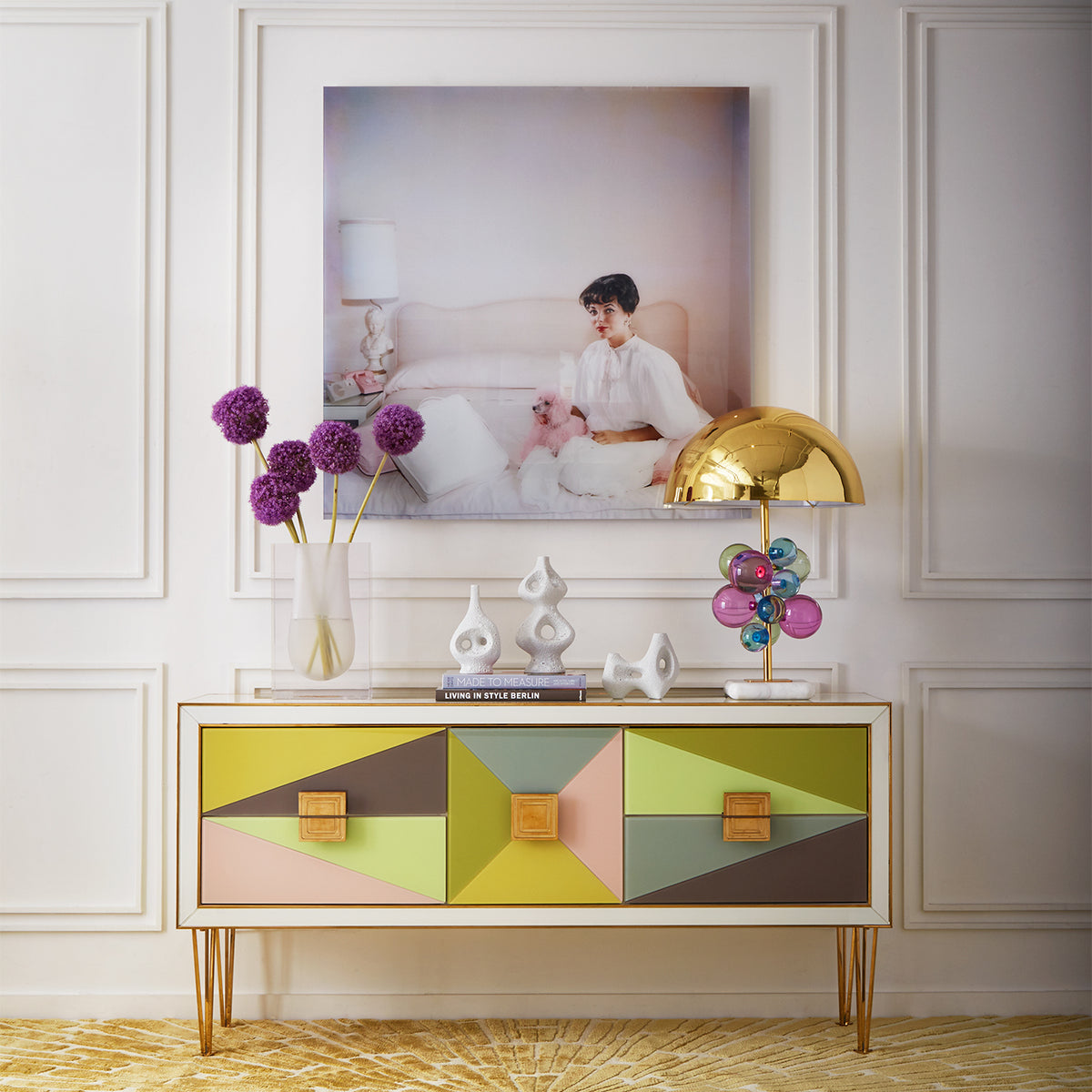 slim aarons "pink accessory" photograph harlequin credenza - styled view