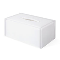 hollywood long tissue box acrylic white clear - angle view