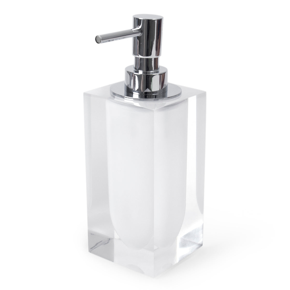 hollywood soap dispenser acrylic clear white - angle view