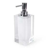 hollywood soap dispenser acrylic clear white - angle view