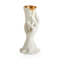 gilded i-scream vase porcelain white accent gold - back view