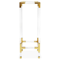 jacques pedestail glass shelves brass clear acrylic frame - front view