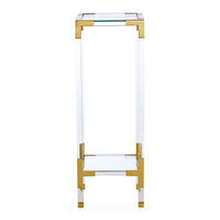 jacques pedestal glass shelves brass clear acrylic frame - angle view