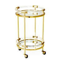 jacques round bar cart acrylic clear frame brass - angle view