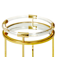 jacques round bar cart acrylic clear frame brass - detail top view