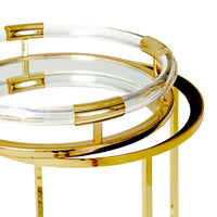 jacques round bar cart acrylic clear frame brass - top view