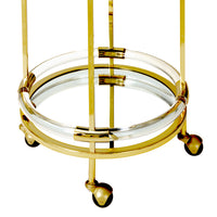 jacques round bar cart acrylic clear frame brass - detail view