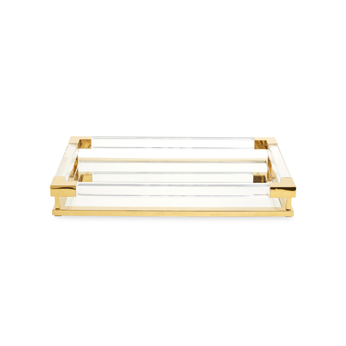 jacques tray small clear acrylic brass - front view