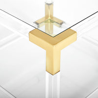 jacques two-tier accent table glass shelves brass clear acrylic frame - detail view 2