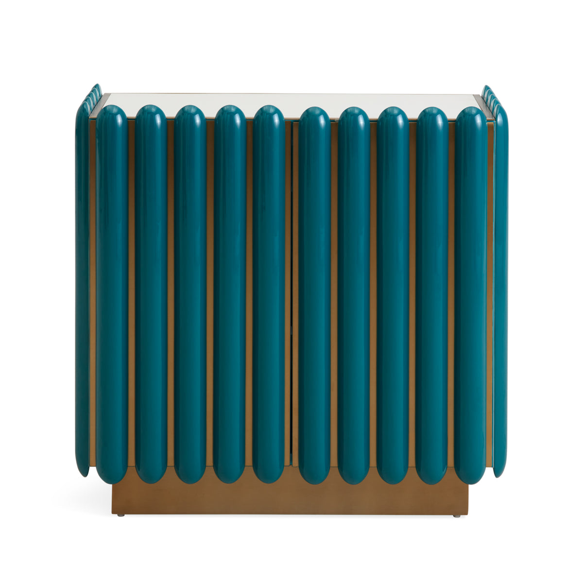 kiki cabinet blue lacquer brass - front view