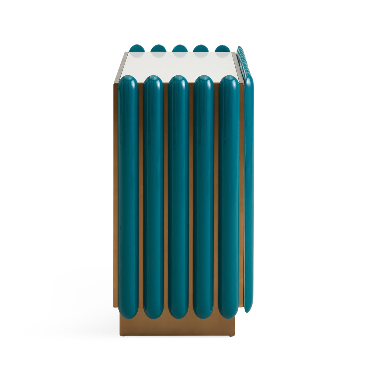 kiki cabinet blue lacquer brass - side view