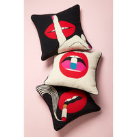 lips needlepoint pillow collection - styled view 3