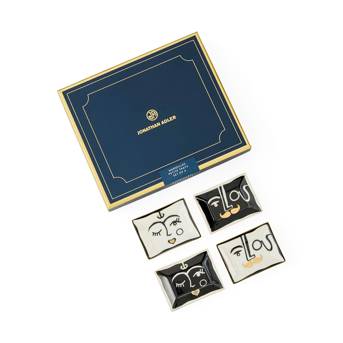 Marseilles Petite Tray Set in black and gold with the gift box- trays with box