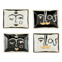 Marseilles Petite Tray Set in black and gold with the gift box- four trays