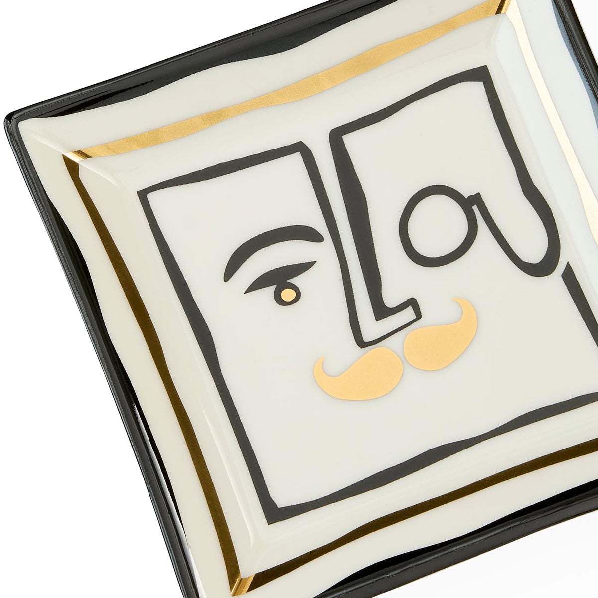 Marseilles Square Tray in black and gold with the gift box-details