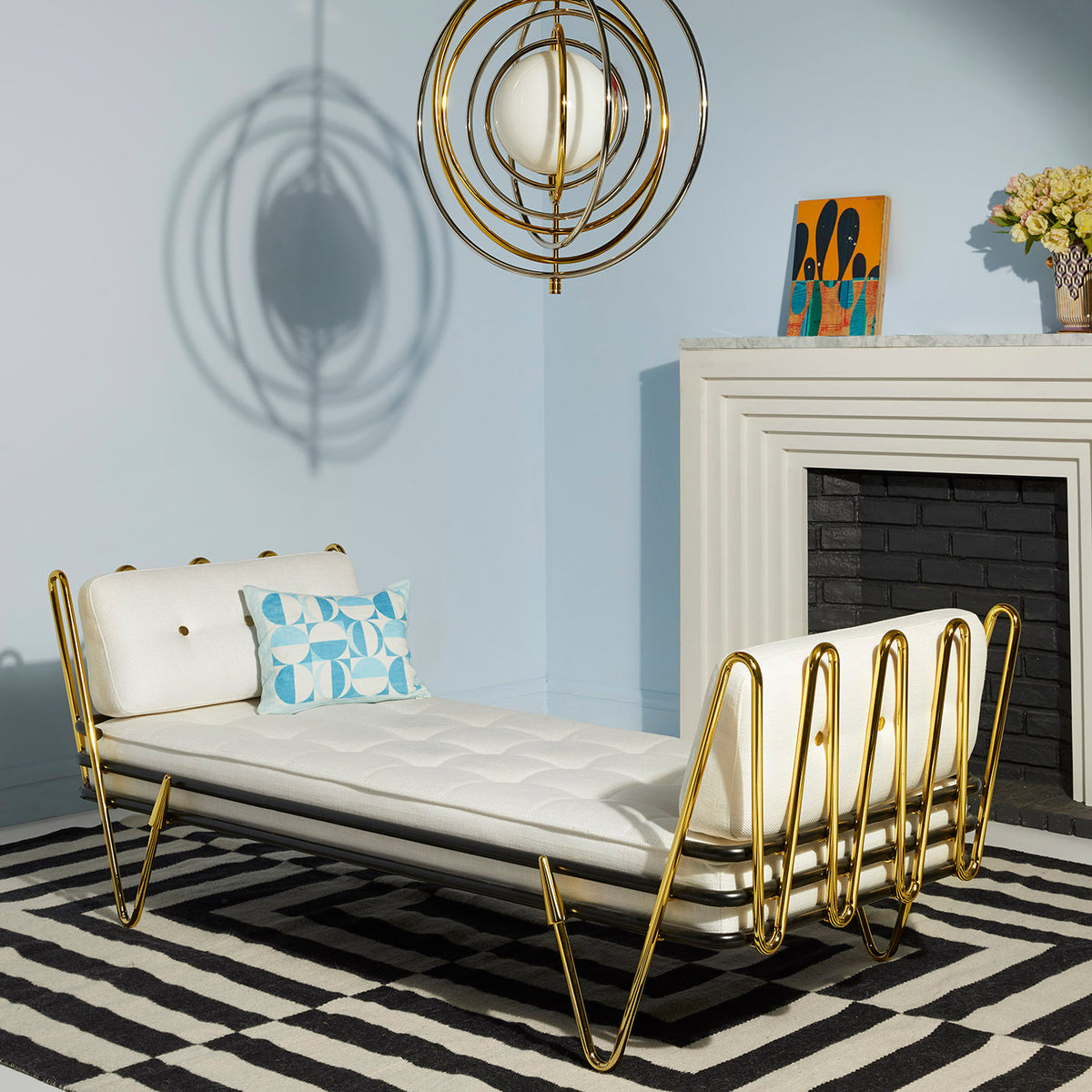 canaan reversible peruvian flat weave rug black white - styled view 2