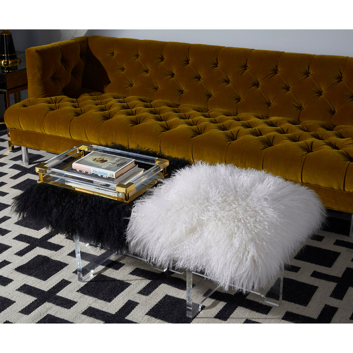 nixon reversible peruvian flat weave rug black natural - styled view 5