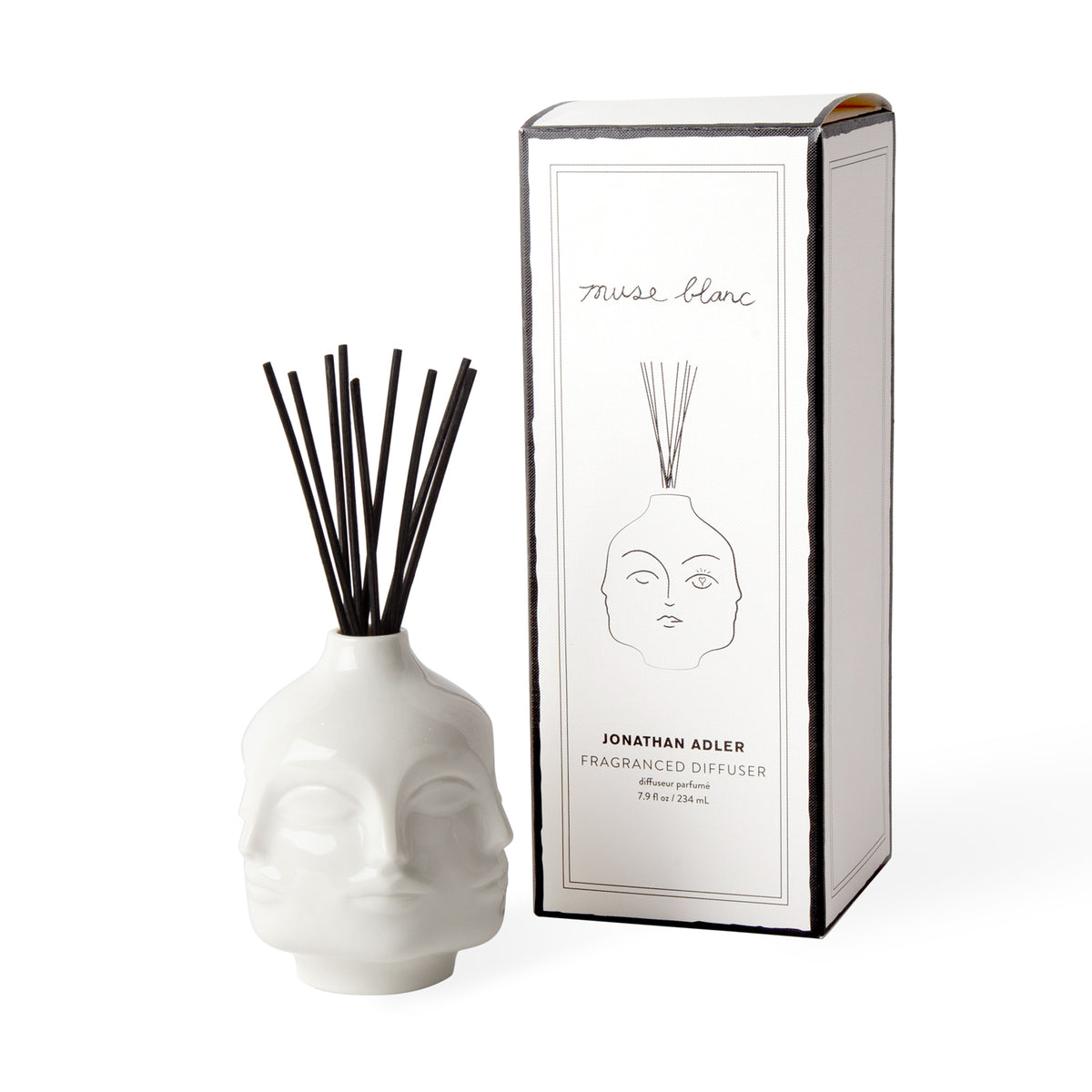 muse diffuser porcelain white with box - angle view