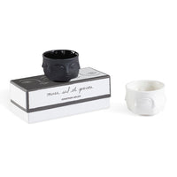 muse salt and pepper cellars porcelain black and white with box